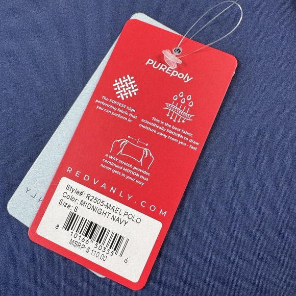 Redvanly Midnight Navy Purple Tipped Performance Golf Polo Size Small NWT - Picture 5 of 7